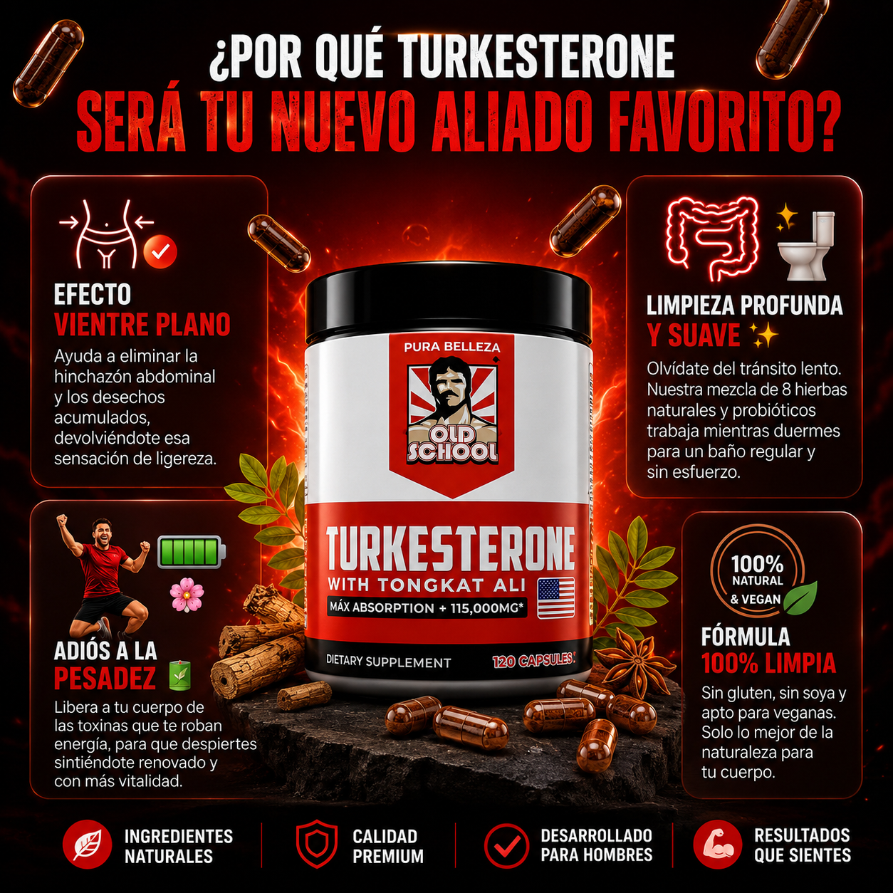 TURKESTERONE™ Testosterone Booster  🦁 – 120 Cápsulas  | 50% DE DESCUENTO SOLO HOY🚨