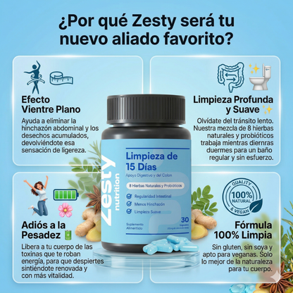 Zesty Digest - Suplemento de Limpieza en 15 Dias      -        (🚨50% OFF HOY🚨)