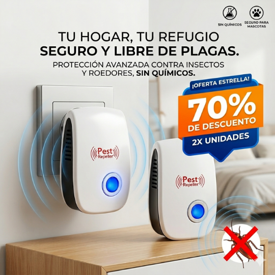 PEST REPELLER™ Repelente Ultrasónico de Plagas🪳 | 🚨2x1 SOLO HOY🚨